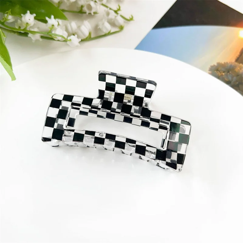 Black and White Plaid High-End Simple Bun Hair Tie