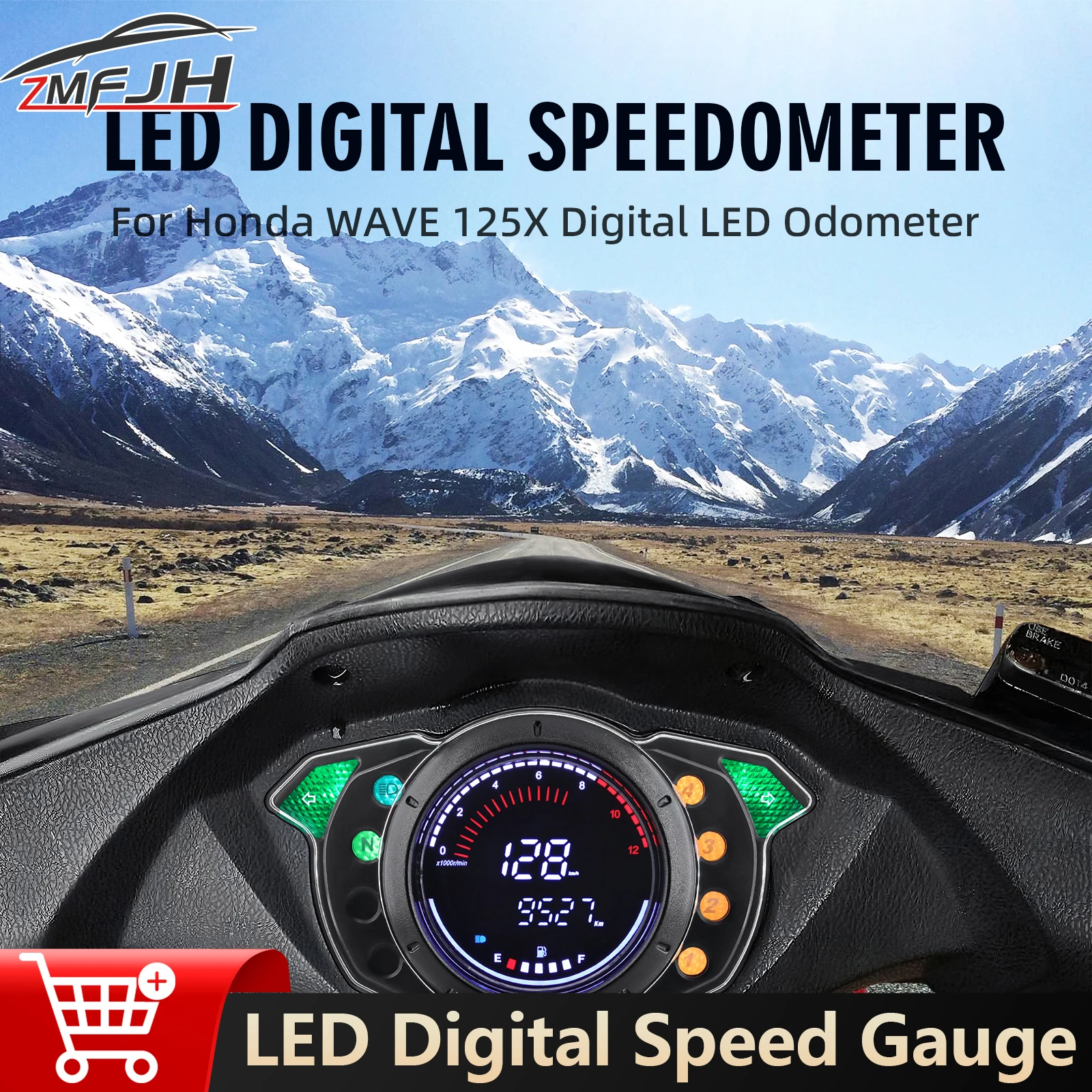 

For Honda WAVE 125X LED Digital Motor RPM Tachometer Speed Gauge Fuel Level Instrument Waterproof Speedometer Dashboard