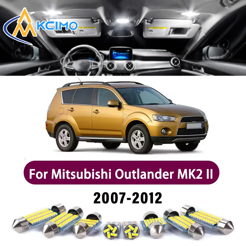 New LED Canbus Interior Reading Dome Vanity LED Kit For Mitsubishi Outlander MK2 II 2007-2012 Easy Install Mirror Bright Lights