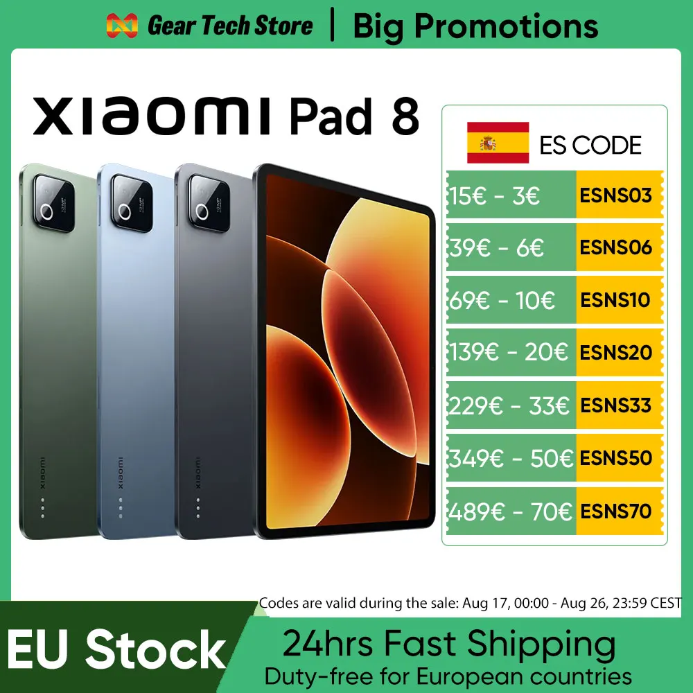 Xiaomi Pad 8 - 11.2 Inch 3.2K Tablet (Snapdragon 8S Gen 4, 9200 Mah Battery, Charger Not Included), European Version