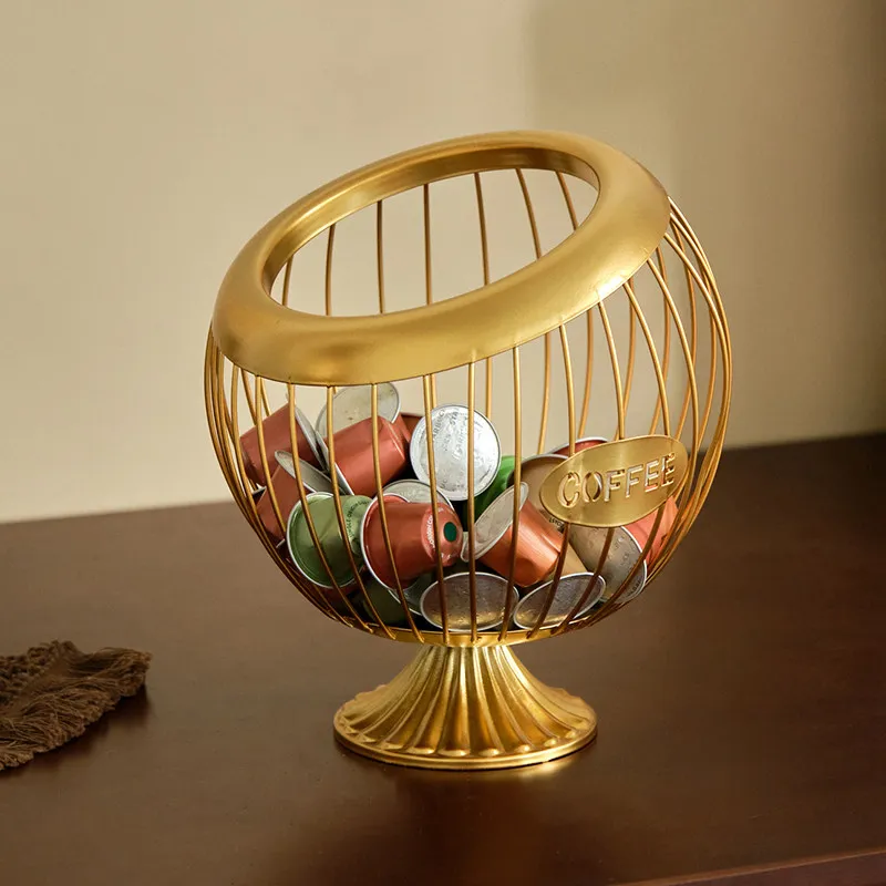 

Корзина для хранения в европейском стиле, железная корзина для фруктов, контейнер для хранения кофейных капсул и конфет, аксессуары для кофейного бара, кухонный контейнер для хранения.