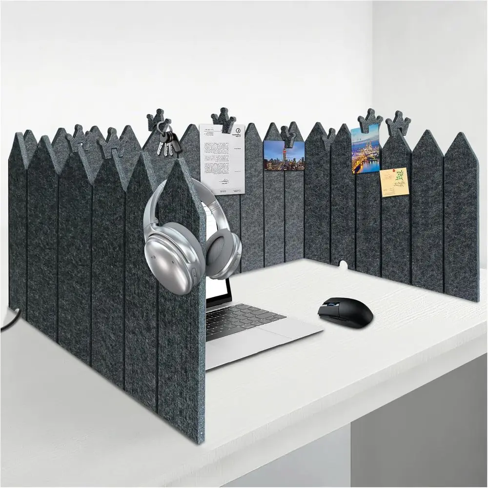 

Foldable Felt Desk Divider, 16.5 x 86 Inches Non-Tip Privacy Panel Partition, Versatile Cubicle Shield with Clips for Hanging No