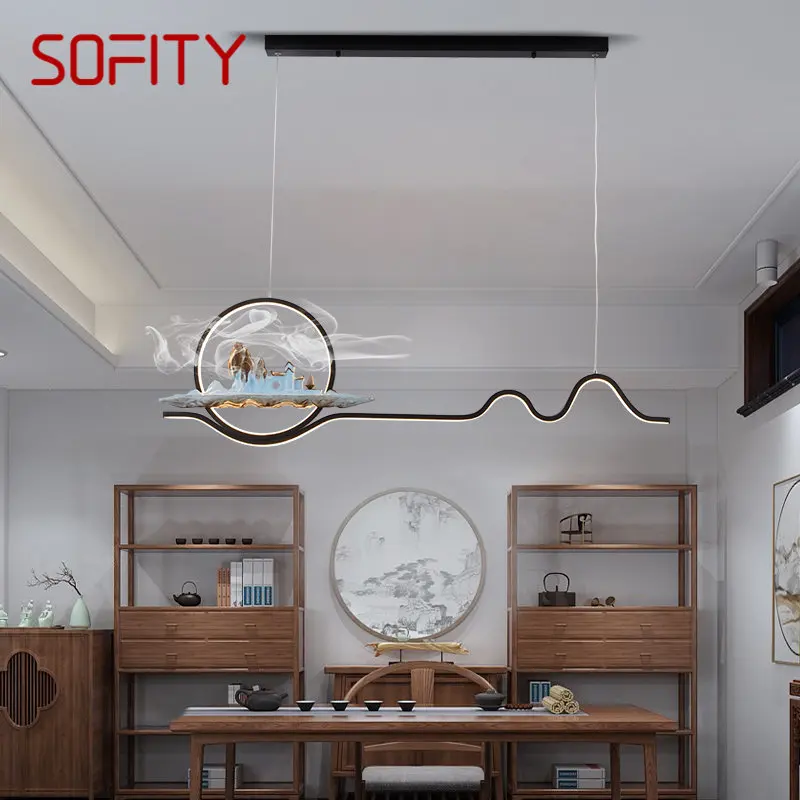 

SOFITY Creative Chinese Style Pendant Lamp LED 3 Colors Modern Ceiling Chandelier Light For Home Dining Room Study Decor