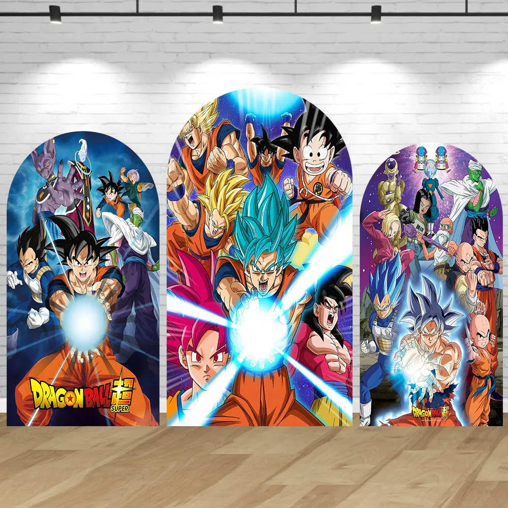 Boog Achtergrond Cover Son Goku Dragon Ball Thema Jongen Verjaardagsfeestje Achtergrond Decoratie Baby Douche Saiyan Kakarotto Banner Prop