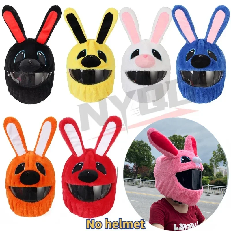 Motorcycle Helmet cover Protection Headgear Cartoon Plush Set For Motorcycle Full-Face Protective Case Motorbike Safety bunny