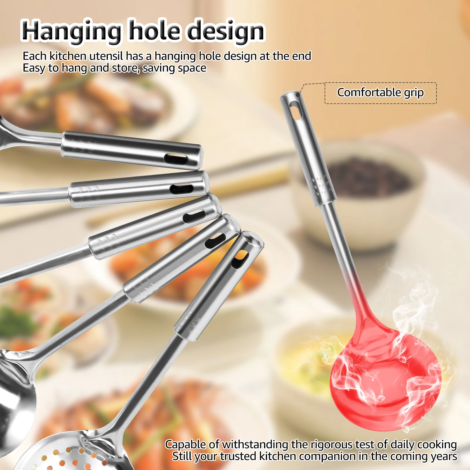 6/5Pcs Kitchen Spatula Pancakes Shovel Omelette Spatula Turner for Eggs Fish Pancake Stainless Steel Cooking Utensils Set