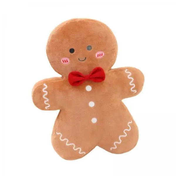 2x Christmas Throw Pillow Smiling Gingerbread Man Novelty Biscuit Man Christmas Cushion Decoration for Bed Bedroom Party