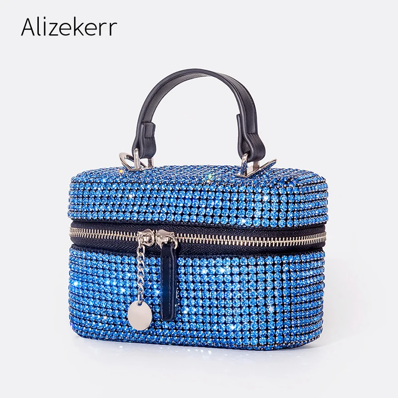 Diamond Box Evening Clutch Bags  2022 New Luxury Korean Cute Chain Shiny Rhinestone Shoulder Crossbody Bag Wedding High Quality