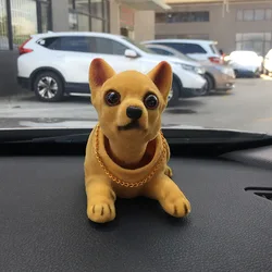 Car Ornaments Chihuahua Doll Bobblehead Nodding Dog Car Dashboard Decoration Shaking Head Dog Toys Rocking Head Puppy Swing Dog