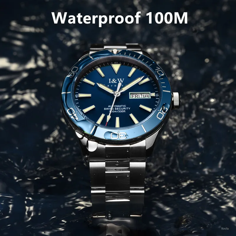 Carnival Automatic Watch for Men Luxury Brand Mechanical Reloj Hombre Sapphire Sports Dive Green Water Ghost Bezel Montre Homme image 6