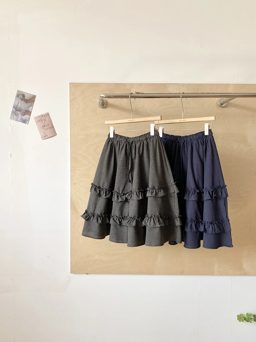 

Ретро-юбка А-силуэта в корейском стиле с высокой талией, женская юбка средней длины с эффектом утяжки и скрытия бедер, весенняя новинка с текстурой под дерево