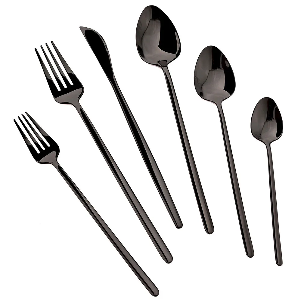 6/8Pcs Tableware Sets 304 Stainless Steel Mirror Dinnerware Western Style Tableware Forks Knives Coffee Spoons Silverware Gift