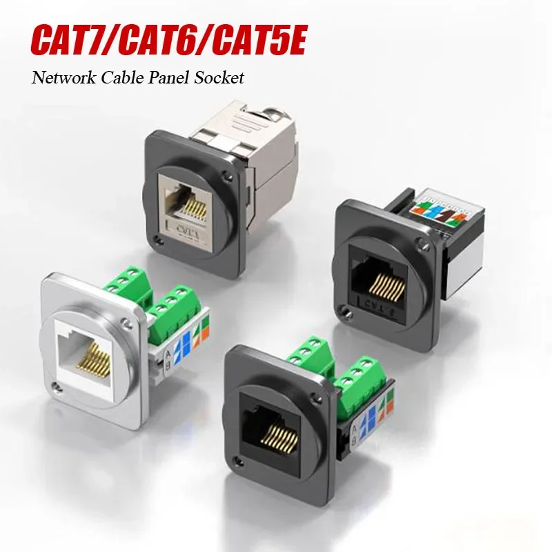 CAT6 RJ45 Network Cable Panel Socket CAT5E CAT7 RJ45 Solderless Network Module Connector Metal Shielded Network Cable Extender