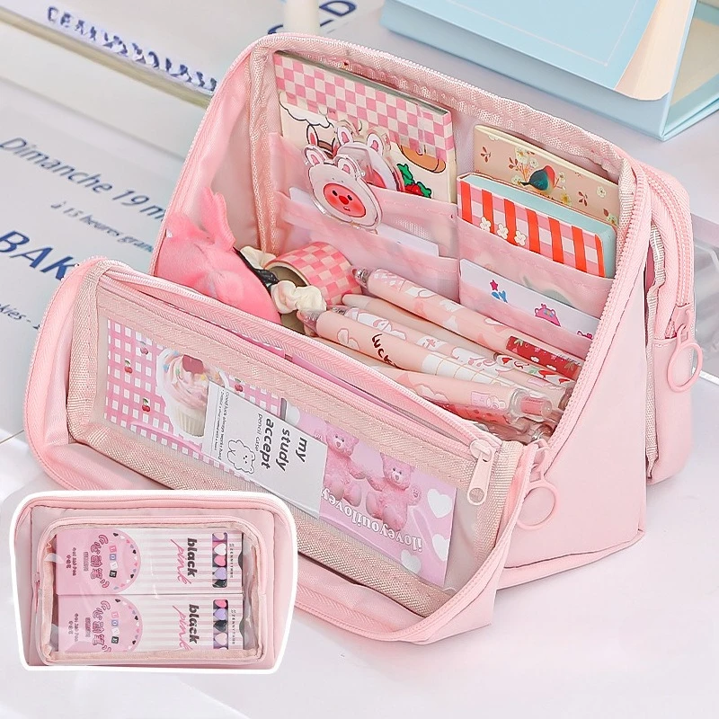 

2025 New 9 Layer Large Capacity Pencil Case -Multifunctional School Supply Organizer for Kids Teens Simple Style PU Pen Bag
