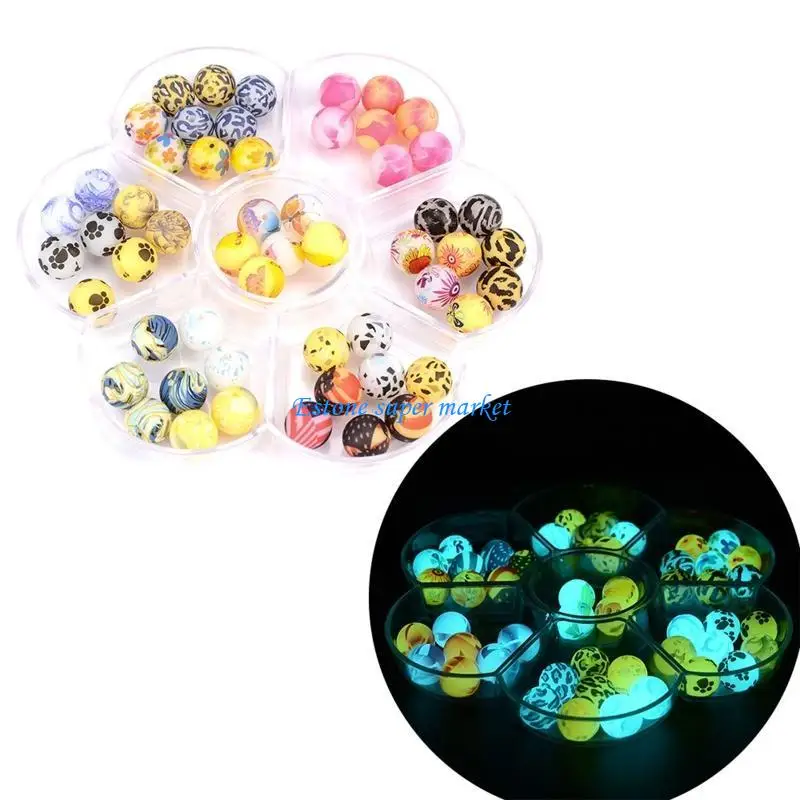 090B Round Beads for Jewelry Making Acrylic Print Beads Bracelets