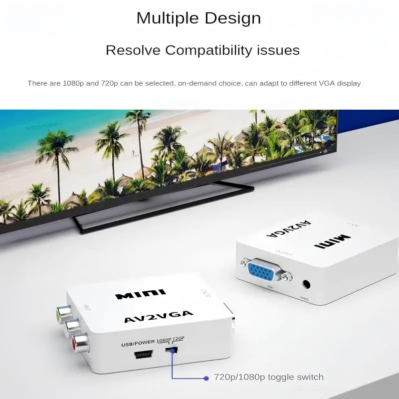 RAMMIND AV to VGA Converter 1080P AV2VGA Adapter RCA to VGA Video Converter for Monitor TV Box DVD - view 3