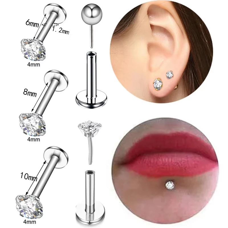 F136 Titanium Lip Stud Woman Piercing Ear Labret Stud Ring Nasal Nail Cartilage Helix Lobe Conch Earring Sexy Body Jewelry