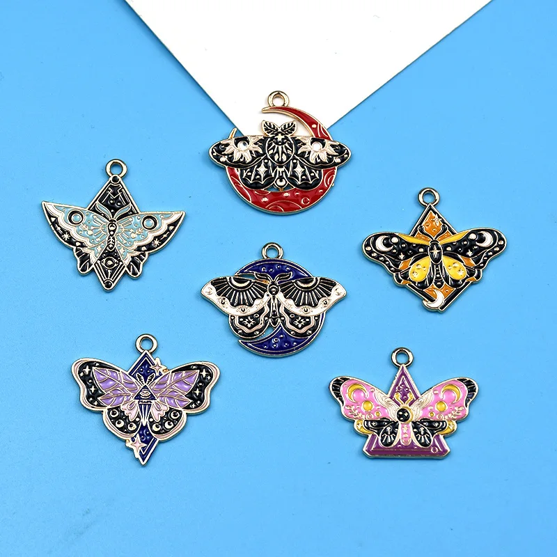 

WZNB 10pcs Alloy Enamel Drip Oil Butterfly Charms Pendant Jewelry Accessories For Necklace Earrings Keychain Pendant Accessories