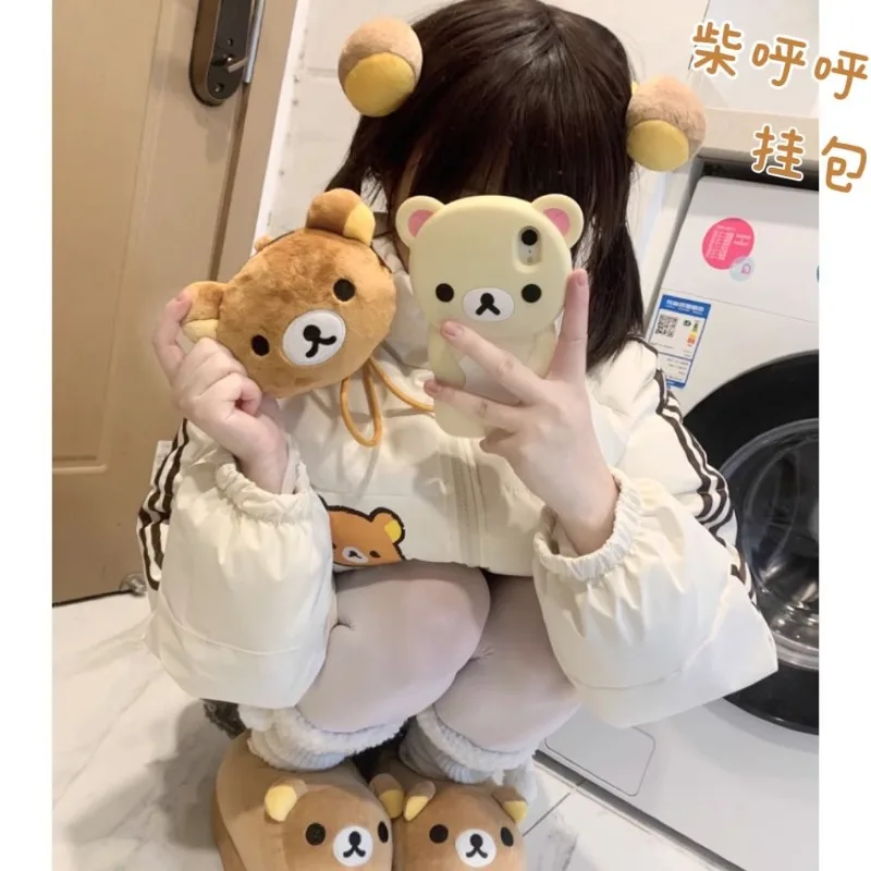 الفتيات الصيف لطيف Rilakkuma الحبل المحمولة الرجعية سستة عملة المحفظة جديد Kawaii الكرتون أفخم دمية سيارة قلادة الديكور هدية