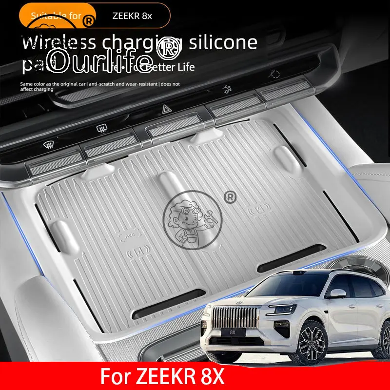 

For ZEEKR 8X 2026 2027 central control silicone cup pad Wireless charging pad Accessories