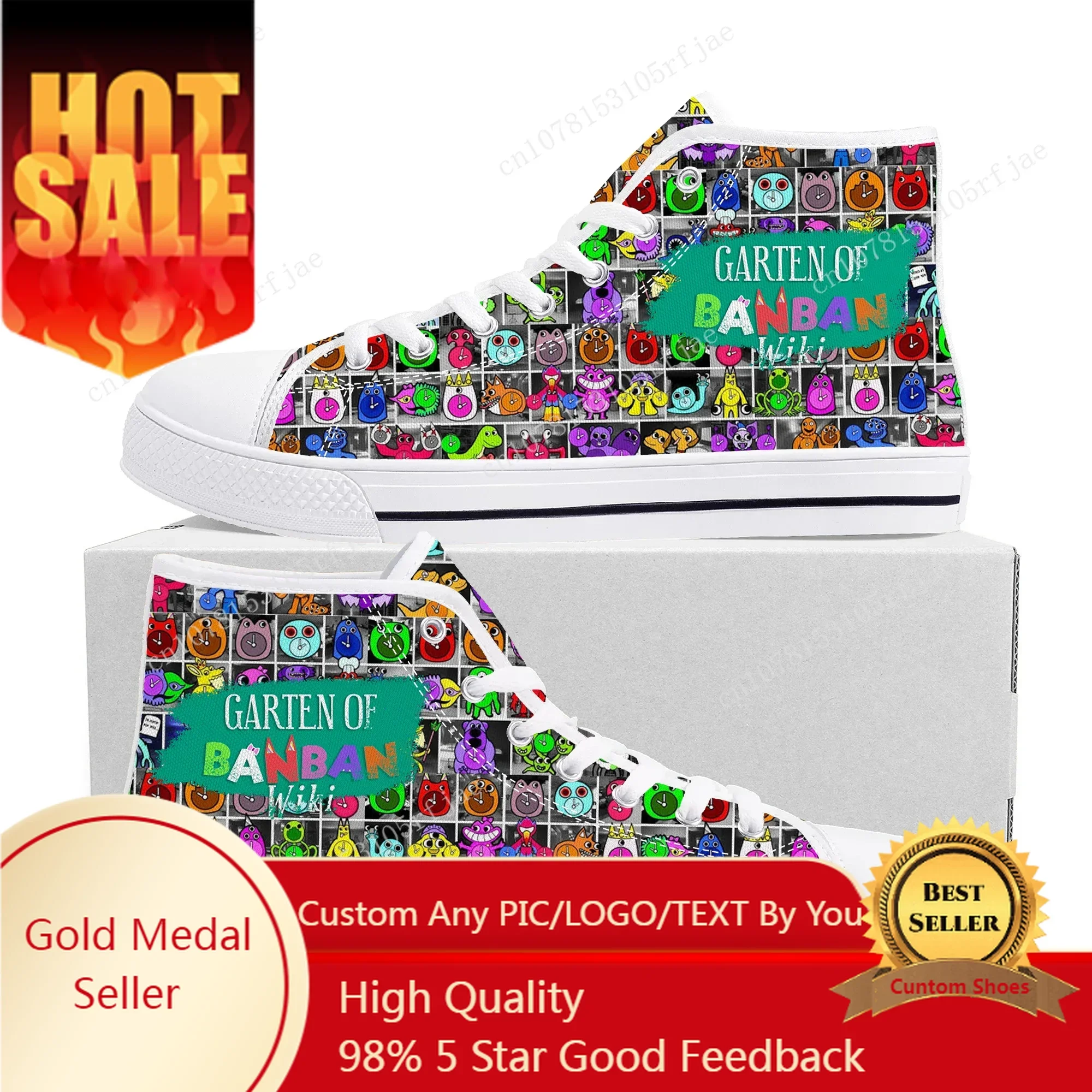 

Garten of Banban High Top Sneakers Hot Cartoon Game Mens Womens Teenager High Quality Canvas Shoes Casual Tailor Made Sneaker