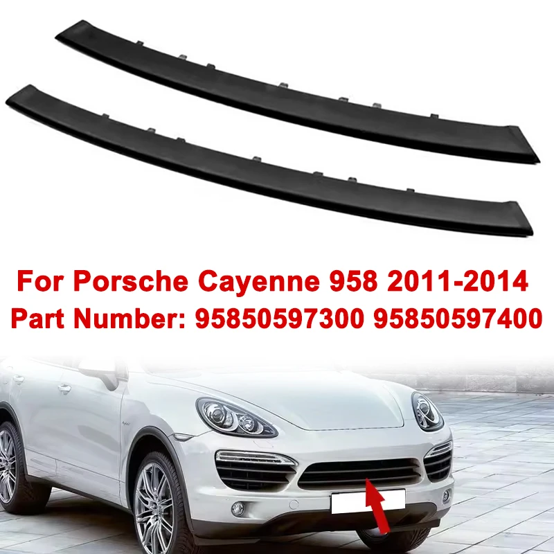 

2pcs Car Front Bumper Center Middle Grille Trim For Porsche Cayenne 958 2011-2014 95850597300 95850597400 Auto Exterior Parts