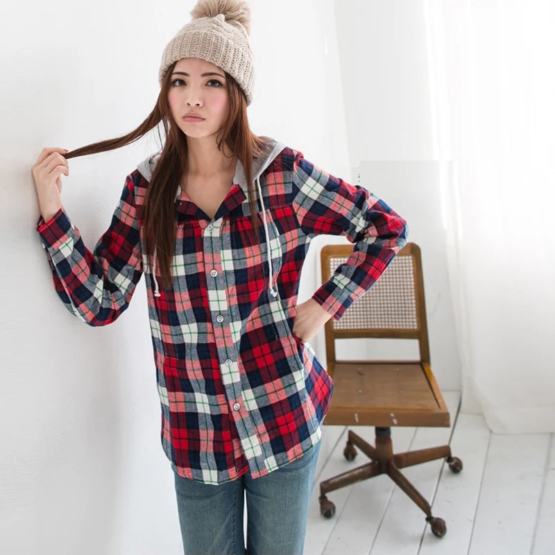 Emotion Moms Long Sleeve Maternity Plaid Shirt Breastfeeding Blouse Nursing Hoodie Tops for Pregnant Women Clothes