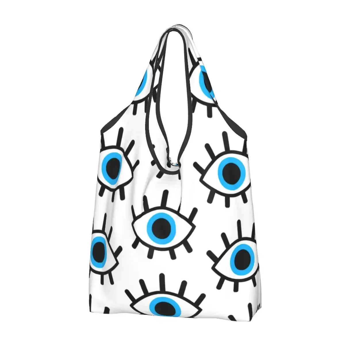 Magic Eyes Charm Grocery Shopping Tote Bags Women Custom Black Evil Eye Amulet Boho Pattern Shopper Shoulder Bag Big Handbags