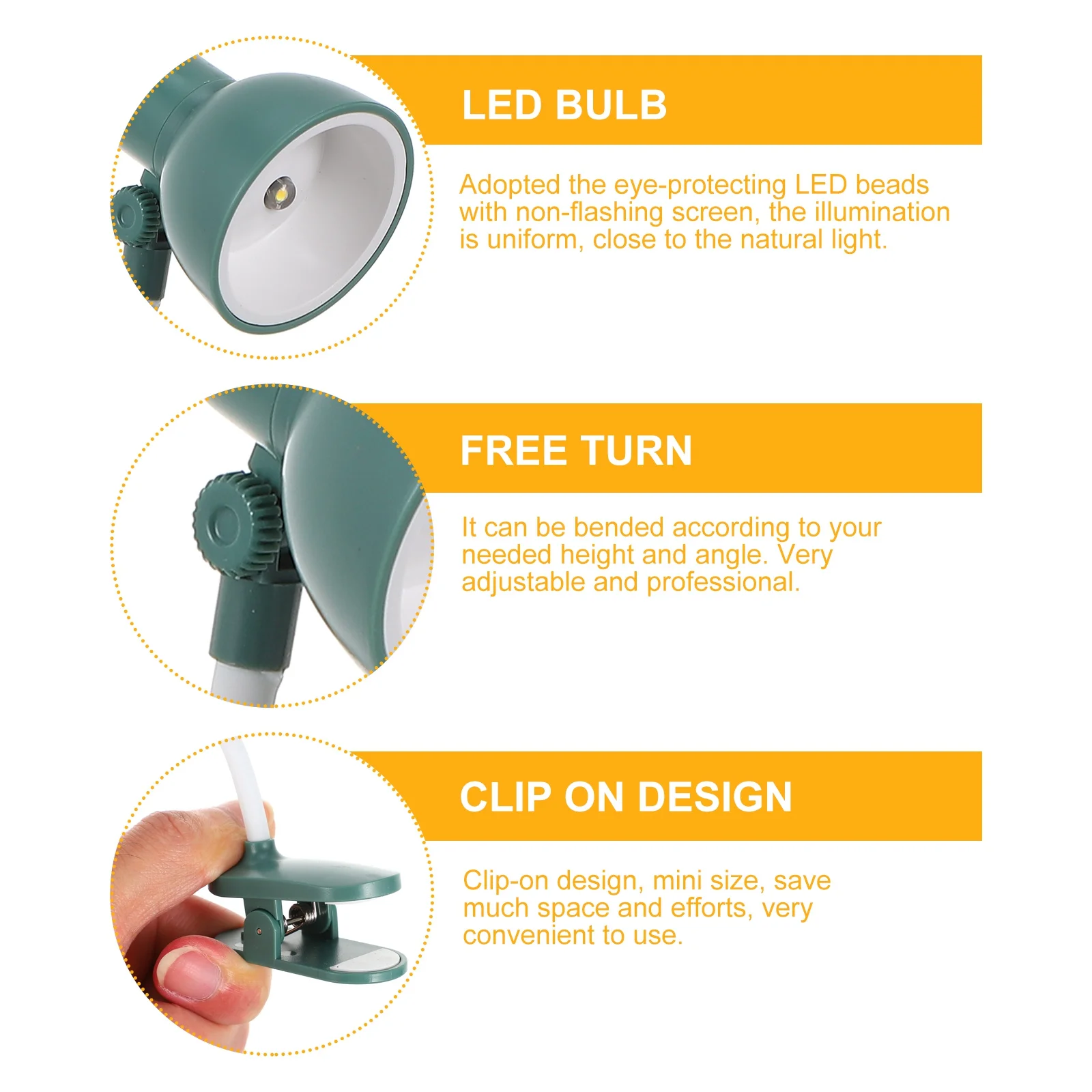 

1Pcs Mini Clip-on Desk Lamp Foldable LED Reading Light Eye-Protective Uniform Illumination for Study Bedroom Dormitory