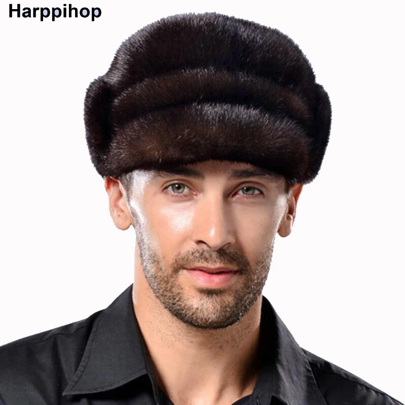 

men winter fur hat fahsion mink fur winter down warm Christmas gift show cap male hat free shipping