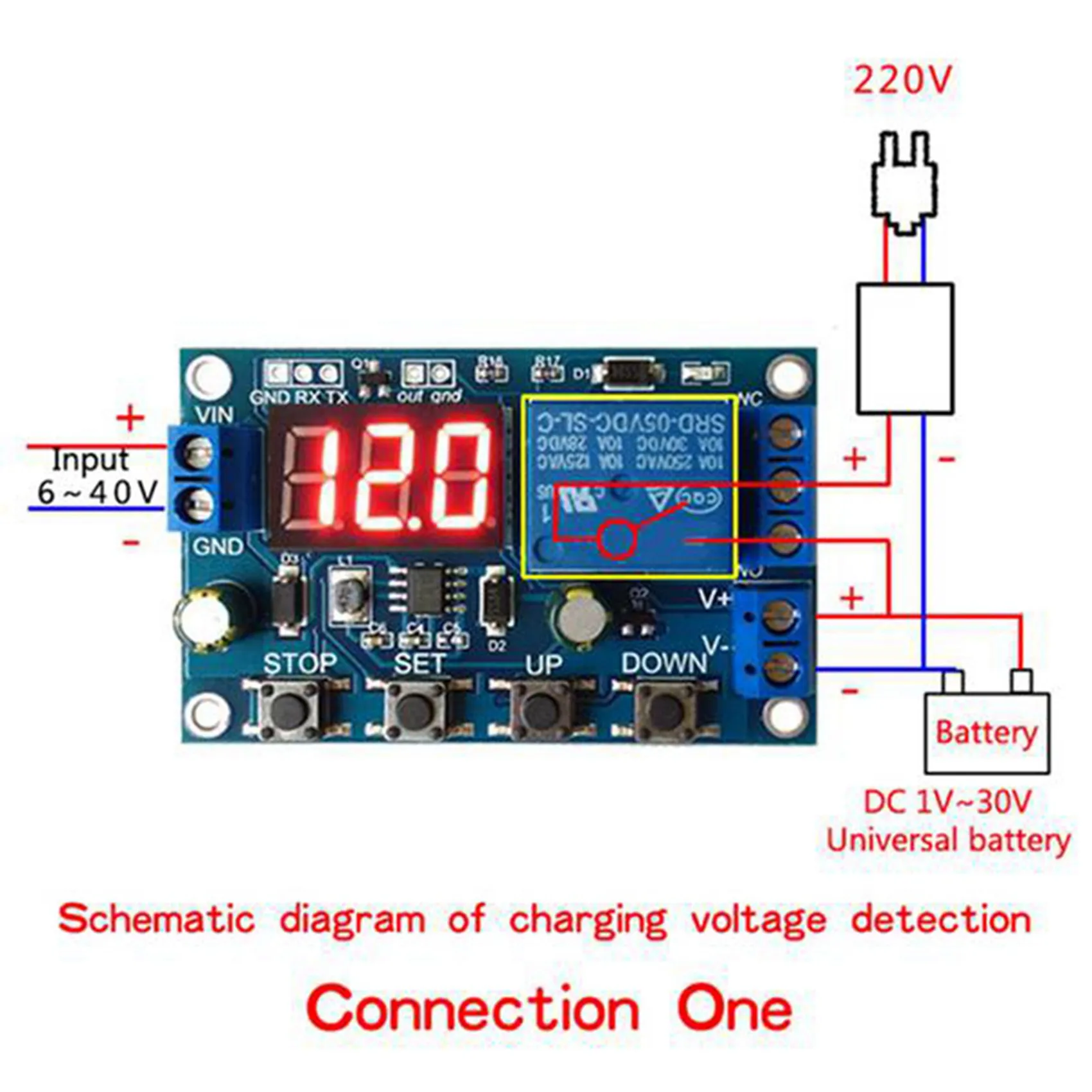 

【Кабель USB-C】4 шт., 6-40 В постоянного тока, зарядное устройство, разрядник, переключатель управления пониженным напряжением, плата защиты от перенапряжения, автоматическое отключение