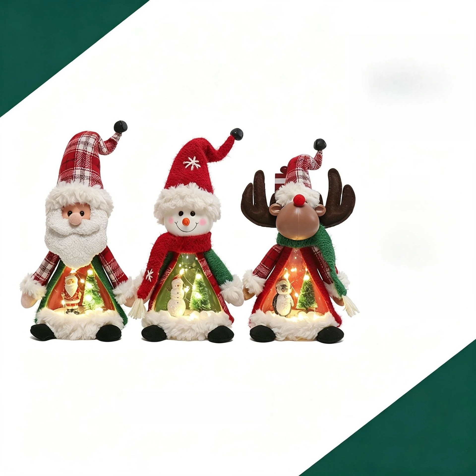 Christmas Glowing Doll Showcase Decoration Santa Claus Snowman Elk Christmas Doll Festival Decoration