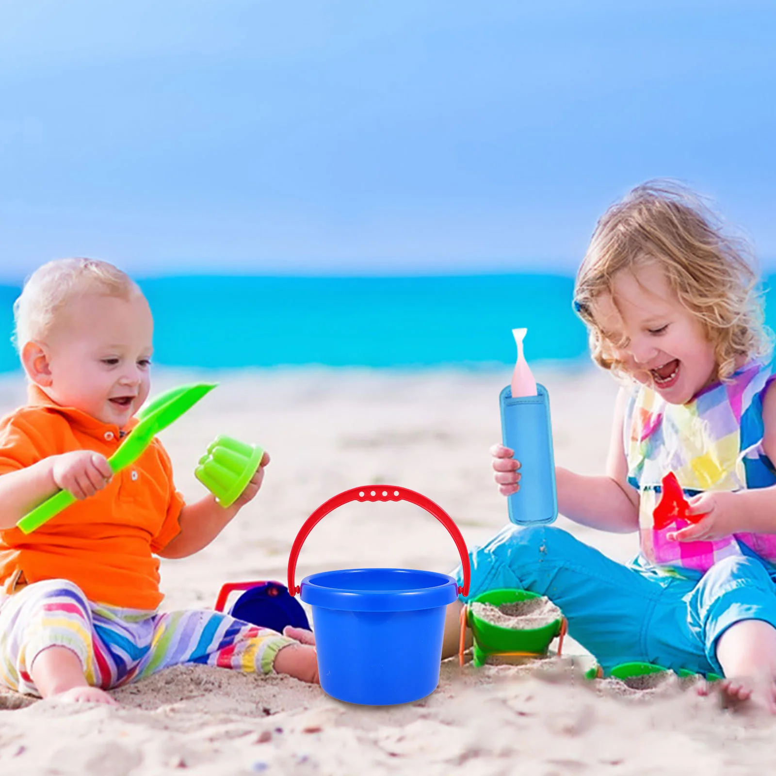 Juguetes al aire libre para niños, cubo de playa, juego de arena, cubos de castillo de arena, cubos de excavación, azul, pequeño bebé