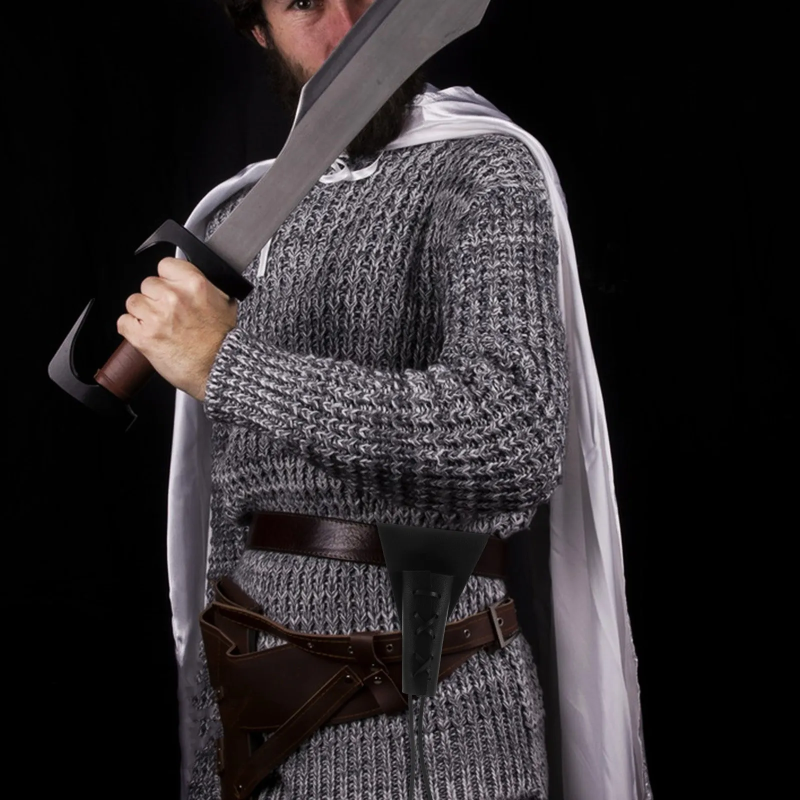 Medieval PU Sword Sleeve Frog for Cosplay Stage Performance Renaissance Reenactment Sword Holder Protective Carrier