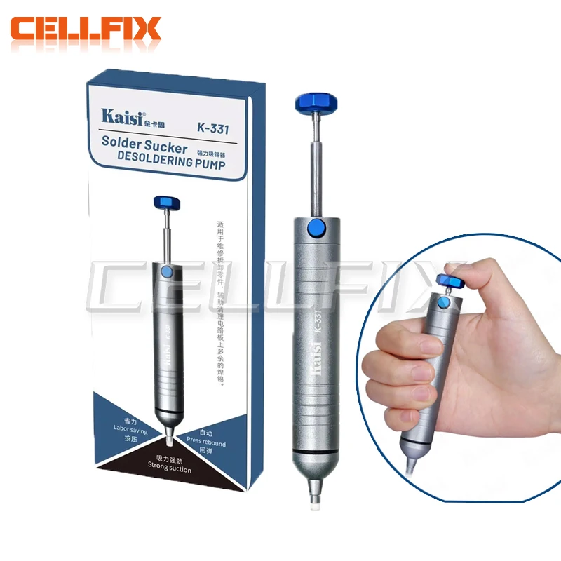 

KAISI K-331 Aluminum Alloy Solder Sucker Strong Tin Absorber Manual Disassembling Soldering Electronic Residue Removal Tin