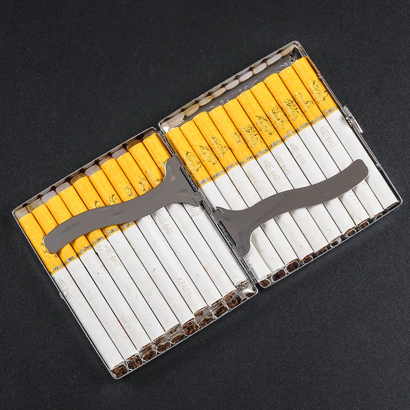 20pcs Metal Cigarette Case Portable Men's Cigarette Holder Pressure and Moisture Resistant Cigarette Accessories