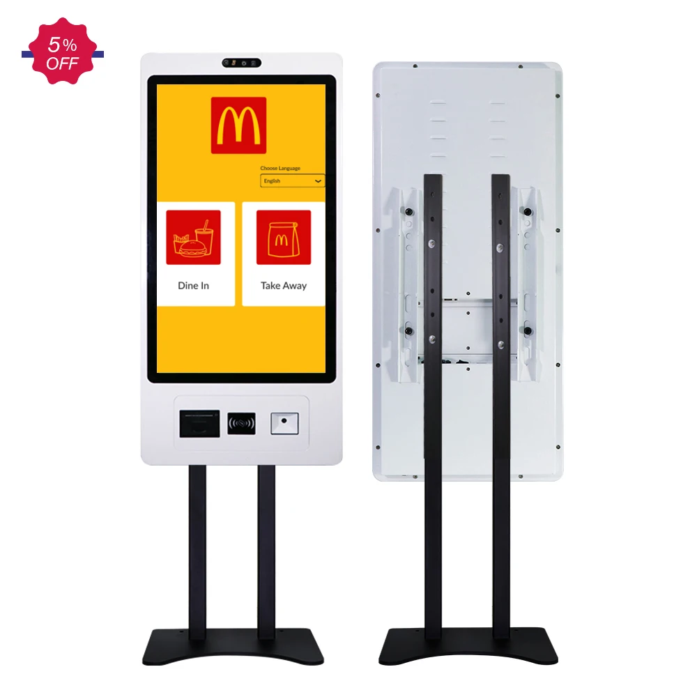 21.5 Inch Interactive Self Service Payment Kiosk Automatic Touch Screen Kiosk Self Ordering Machine For Restaurant