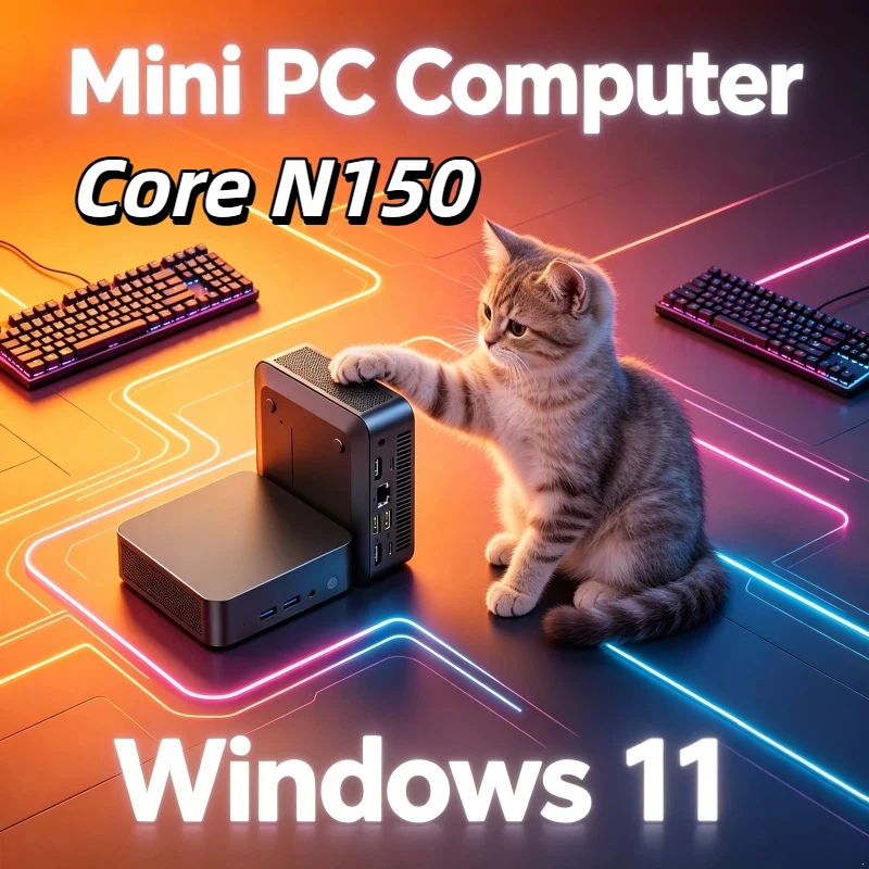 

3 Years Warranty High Bright 4K HD Mini Desktop PC Core N150 Windows 11 Pro 32GB RAM 1TB 2TB SSD WIFI 6 BT5.2 Office Study