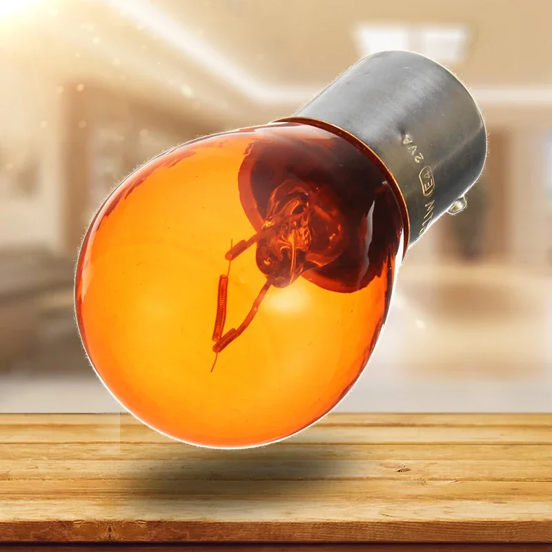 1/5/10 قطعة مؤشر السيارة ضوء الفرامل عكس مصباح مصباح إيقاف السيارة LED لمبات 12 فولت 1156 BAU15S PY21W العنبر الأصفر مصباح هالوجين تيار مستمر