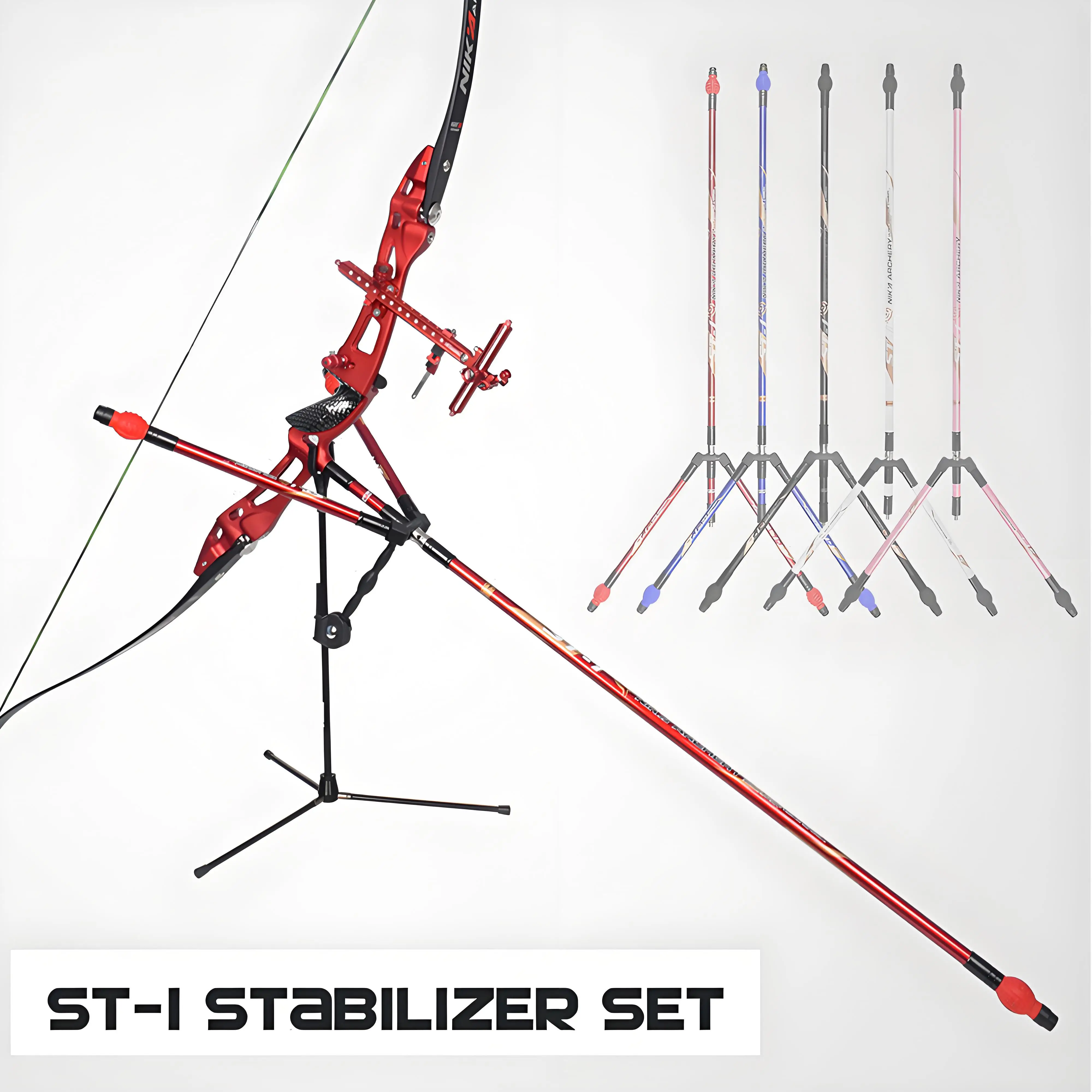 

Nika ST-1 Archery Bow Stabilizer Bar Set 30/12/5inch Carbon Fiber Balance Bar set Detachable 35° V-bar