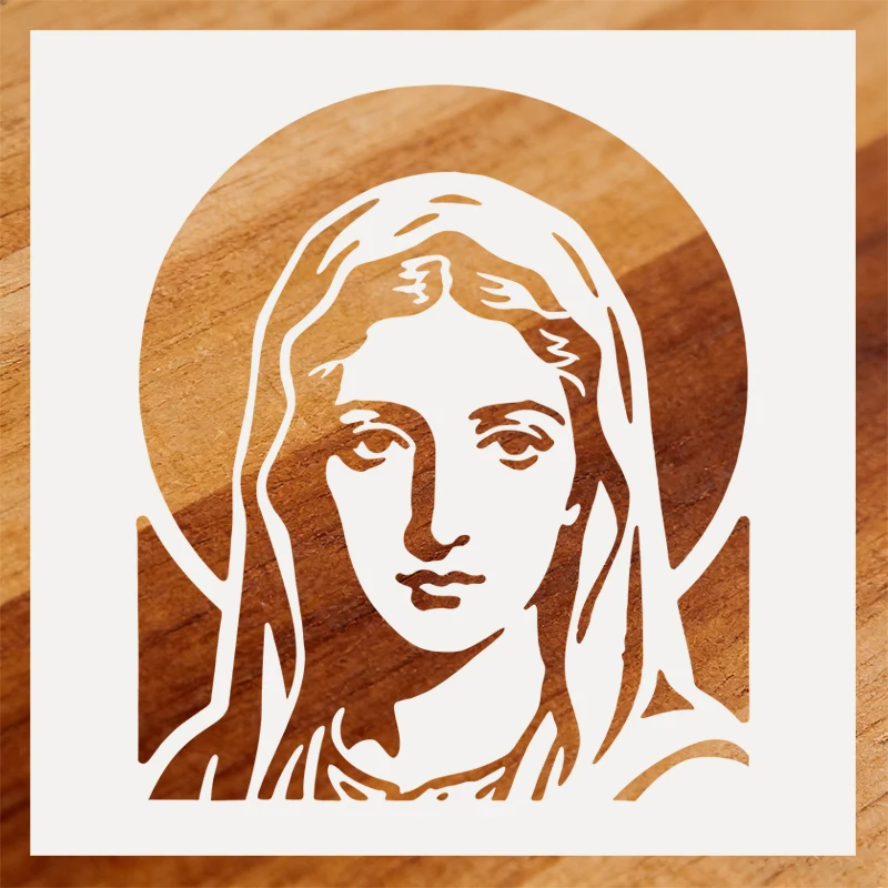 6x6 Inch Reusable Plastic Virgin Mary Silhouette Stencil Mother God Template Graffiti For Painting Card Home Decorative Wall