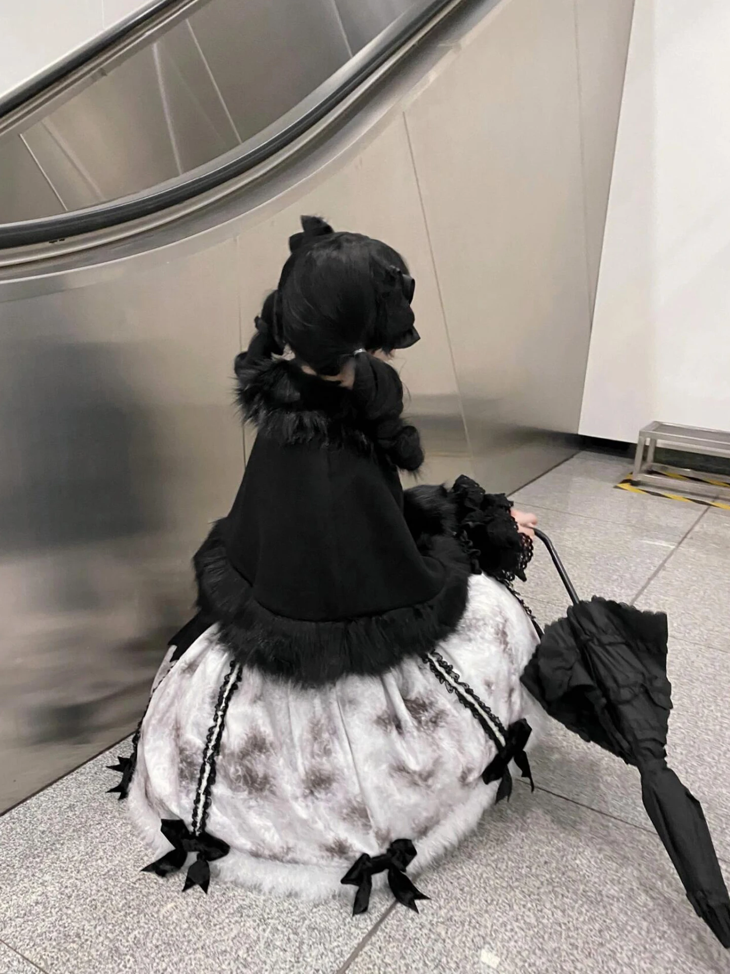 Japanese Original Sweet Cute Lolita Plush Short Cape Shawl Coat Autumn Winter Warm Thickened Kawaii JSK Three-Piece Set