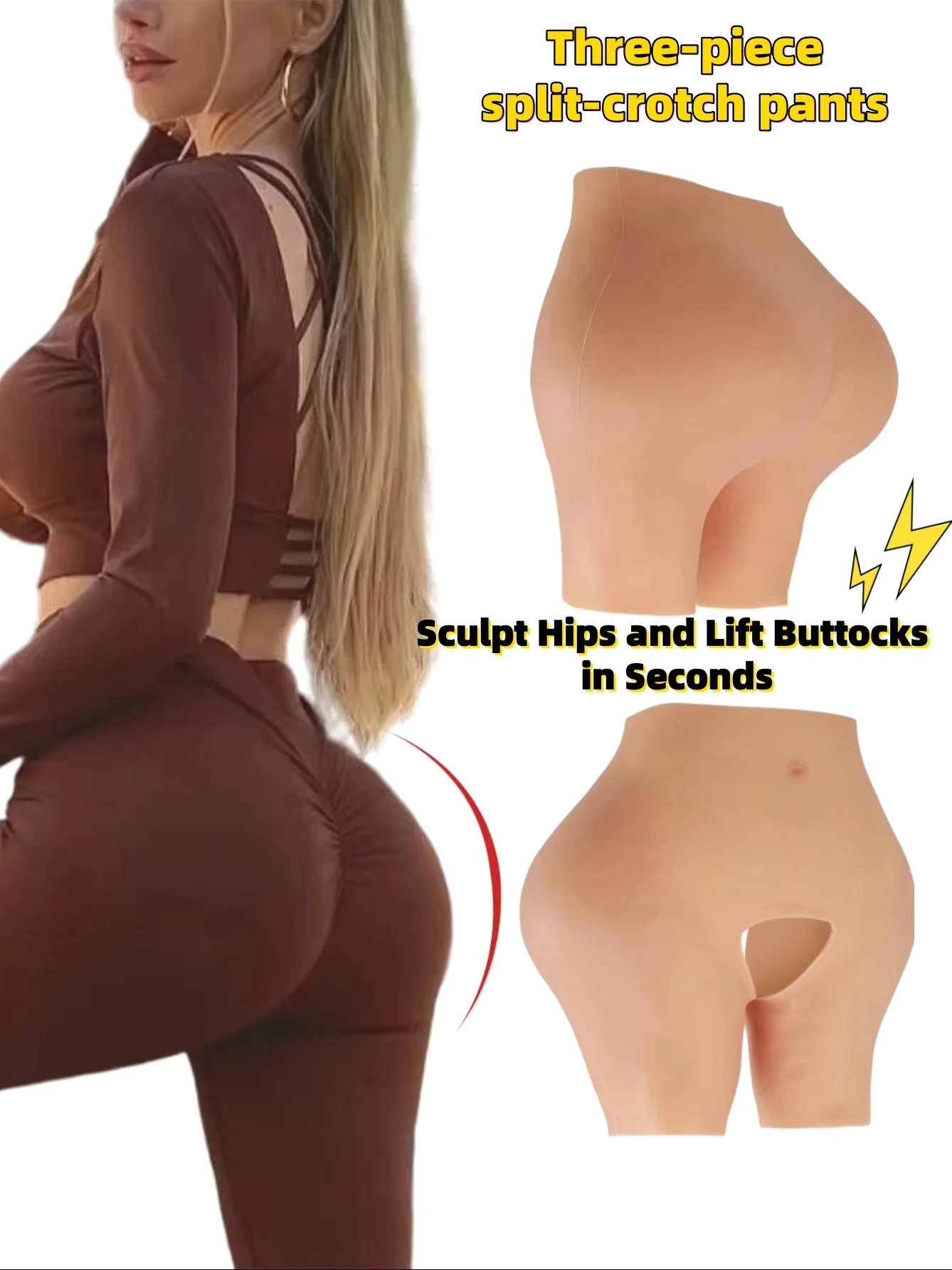 1PCS Silicone Butt-Lifting Hips-Enhancing Crotchless Shorts with Inner Honeycomb Mesh Design for Home Use Crossdressing