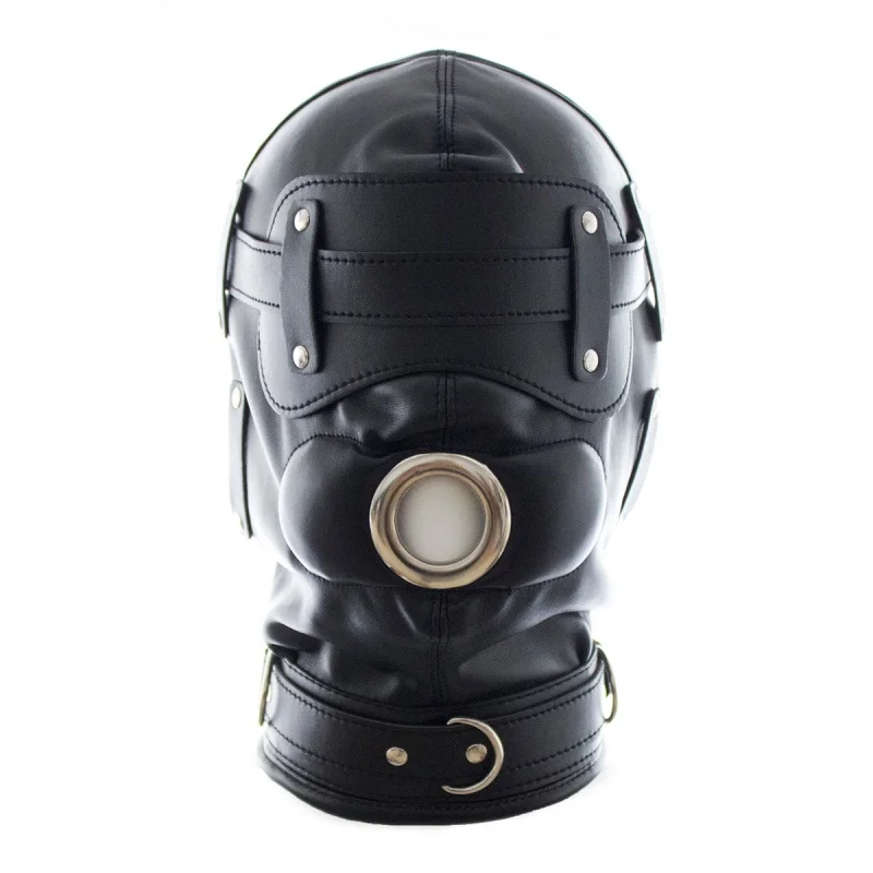 BDSM PU Leather Sexy Hood Masks Costumes Adults Cosplay Party Face Mask Metal Buckle Blindfold Hood Punk Role Play Accessories