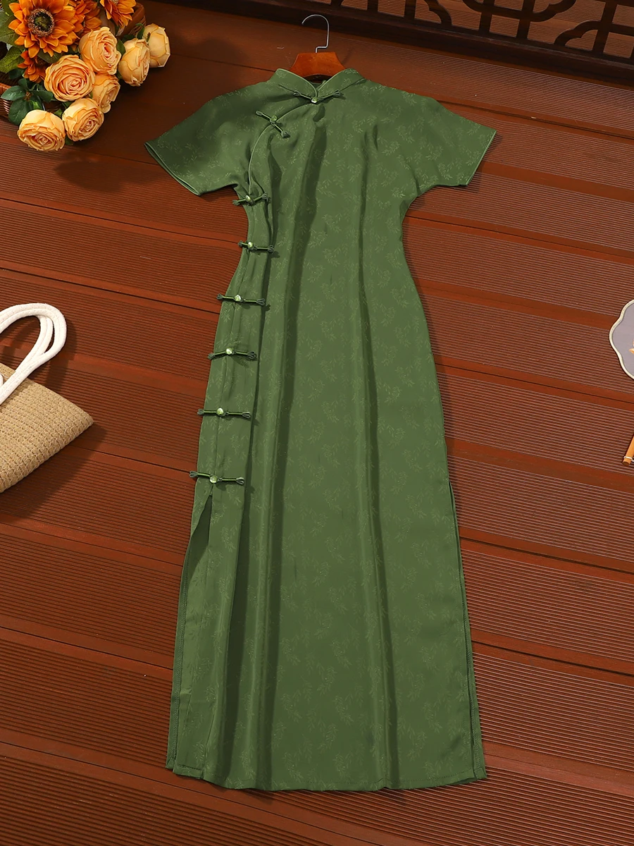 

Новое тонкое традиционное китайское платье-ципао для женщин, дышащее, с коротким рукавом, для повседневной носки.