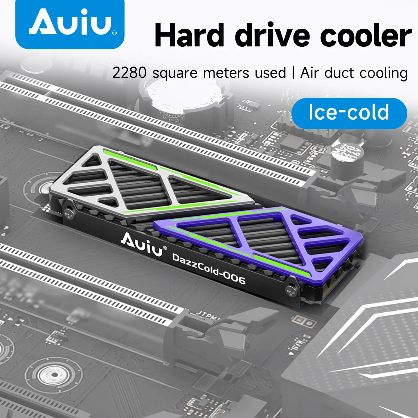 

Auiu M2 Solid State Drive Cooling Fan, 2280 NVME Hard Drive Cooling Plate, Cool and Efficient Cooling Jacket