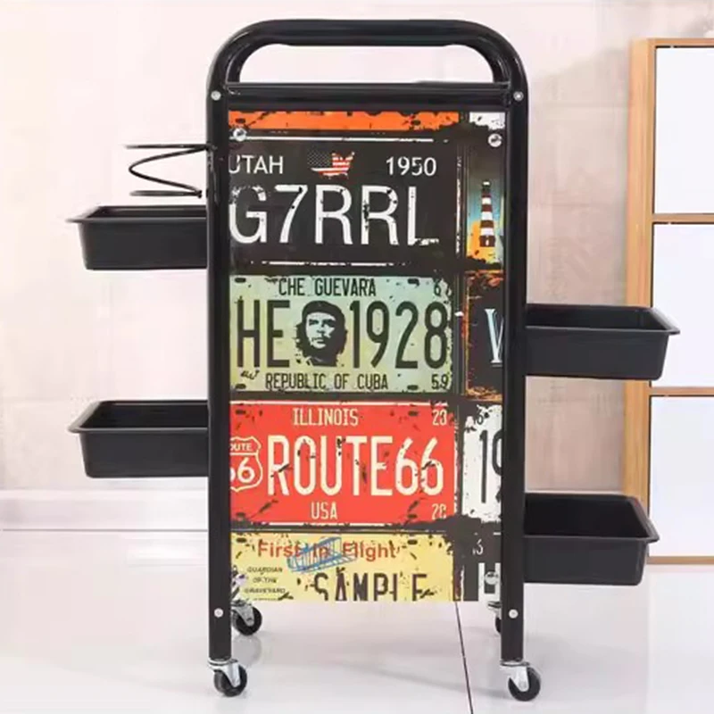 Retro Trolley Gold Hairdressing Cart Auxiliary Car Wheels Furniture Dressing Table Aesthetic Carts Muebles Belleza Barber Moving