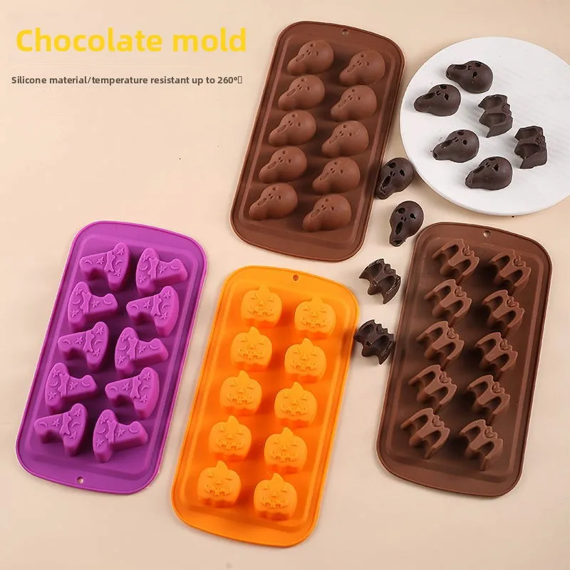 Silicone chocolate mold 10 consecutive Halloween modeling baking utensils creative weird home kitchen mold