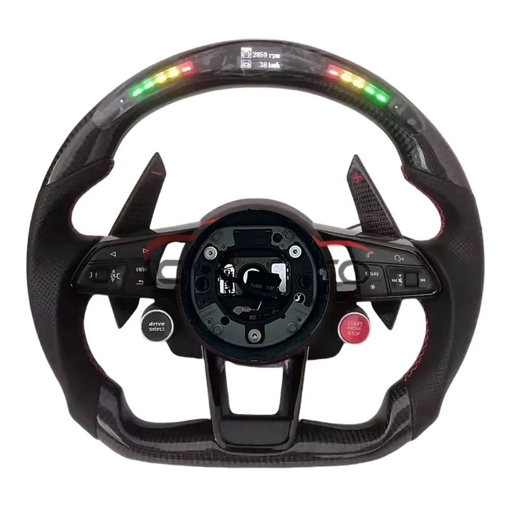 For audi R8 A3 A4 A5 A6 A7 A8 S3 S4 S5 S6 S7 S8 Q3 Q5 Q7 Q8 Multifunctional Carbon Fiber LED Steering Wheel Without airbags