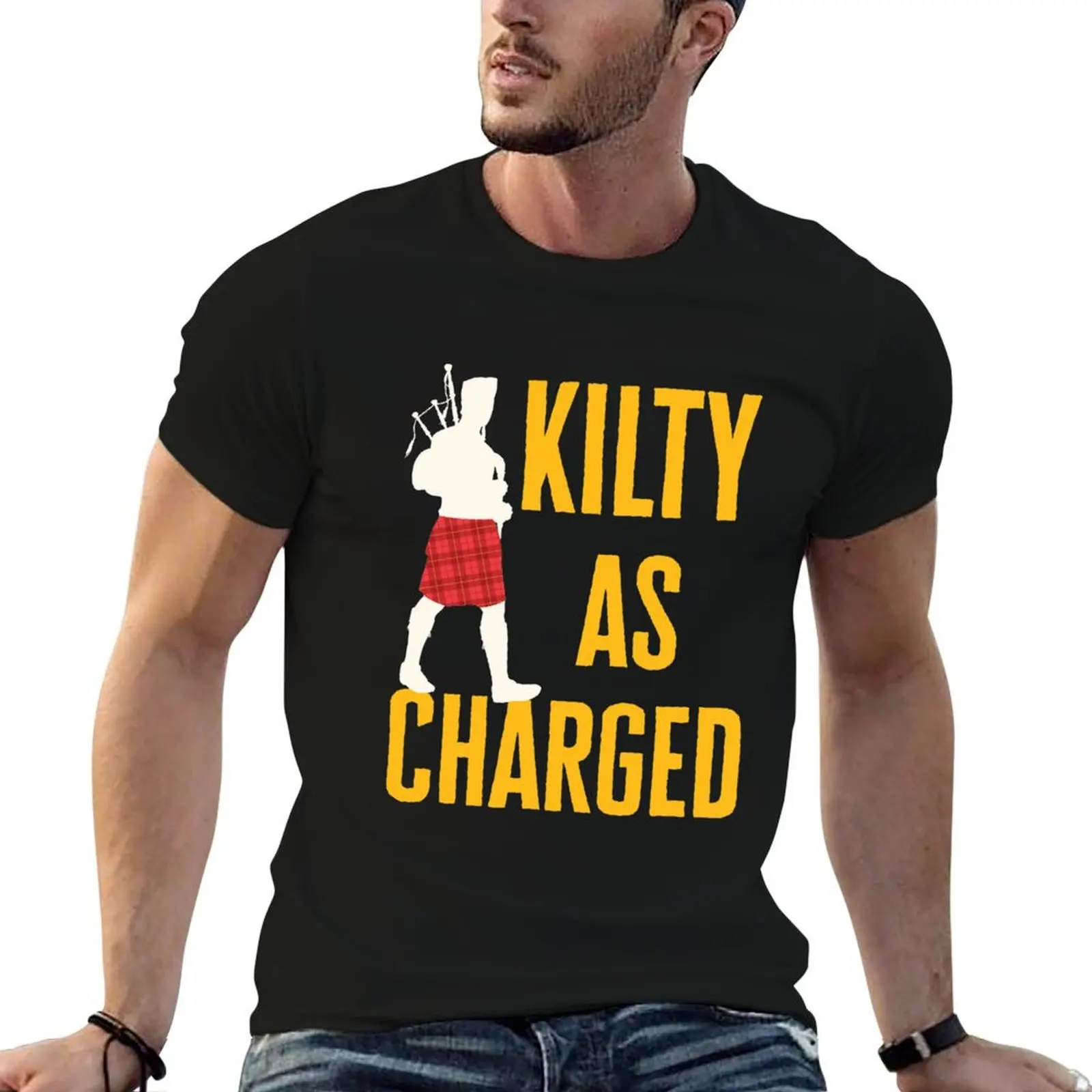 Kilty As Charged Funny Scottish Kilt Kilts T-Shirt plus sizes vintage t shirts summer top boys whites t shirt men